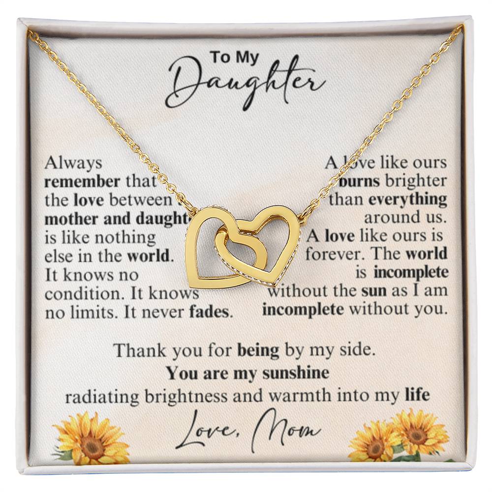 Beautiful Gift for Daughter from Mom - You're my sunshine - Interlocking Hearts Necklace - Personalize Memories