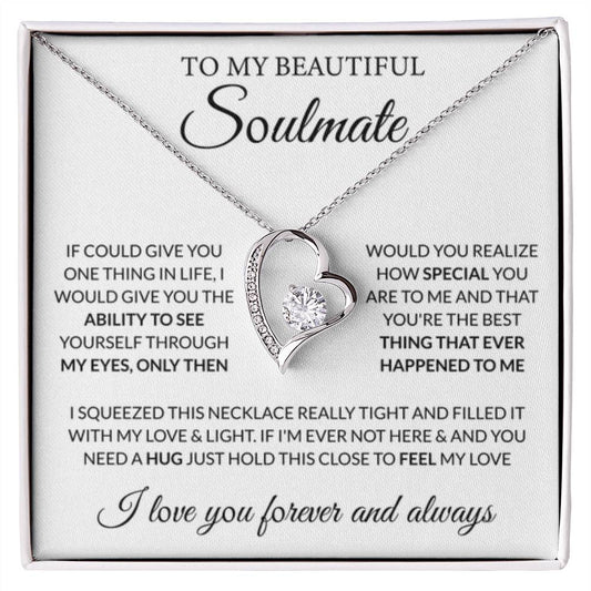 To My Beautiful Soulmate Necklace - Romantic Jewelry Gift for Her - Forever Love Necklace - Personalize Memories