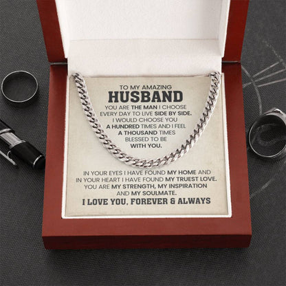 Cuban Link Chain for Him - You're the man I choose - Husband Birthday & Anniversary Gift from Wife - Personalize Memories