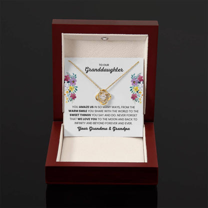 To Our Granddaughter - You Amaze Us Gift Jewelry from Grandma & Grandpa – Love Knot Necklace - Personalize Memories
