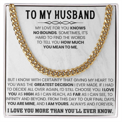 To My Husband – Cuban Link Chain – Birthday & Anniversary Jewelry from Wife - Personalize Memories