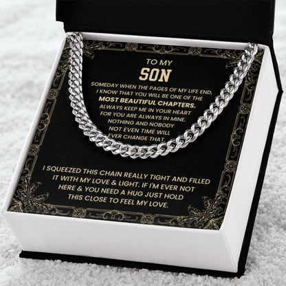 To My Son - Someday when the pages of my life end - Cuban Link Chain - Personalize Memories