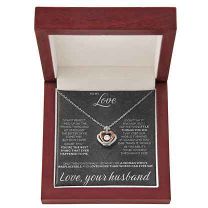 To My Love Necklace from Husband - Sweet Romantic Gift for Every Occasion - Crown Pendant Necklace - Personalize Memories