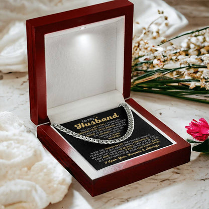 Cuban Link Chain for Husband - The Day I Met You - Birthday, Anniversary & Christmas Gift from Wife - Personalize Memories