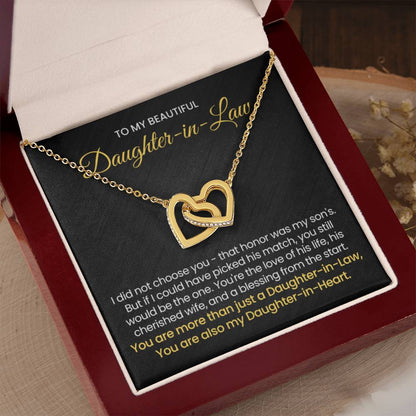 To My Daughter In Law - You are also my Daughter in heart - Interlocking Hearts Necklace - Personalize Memories
