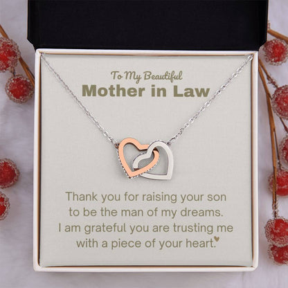 Mother In Law Gift - Thank you for raising the man of my dreams - Interlocking Hearts Necklace - Personalize Memories