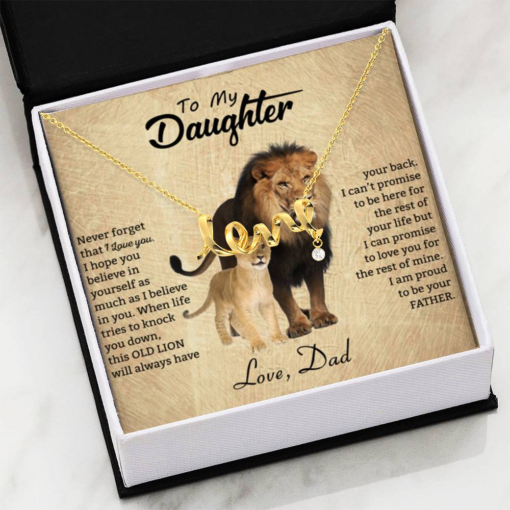 To My Daughter Necklace - Everyday Love Jewelry Gift from Dad for Daughter’s Birthday & Just Because - Scripted Love Necklace - Personalize Memories