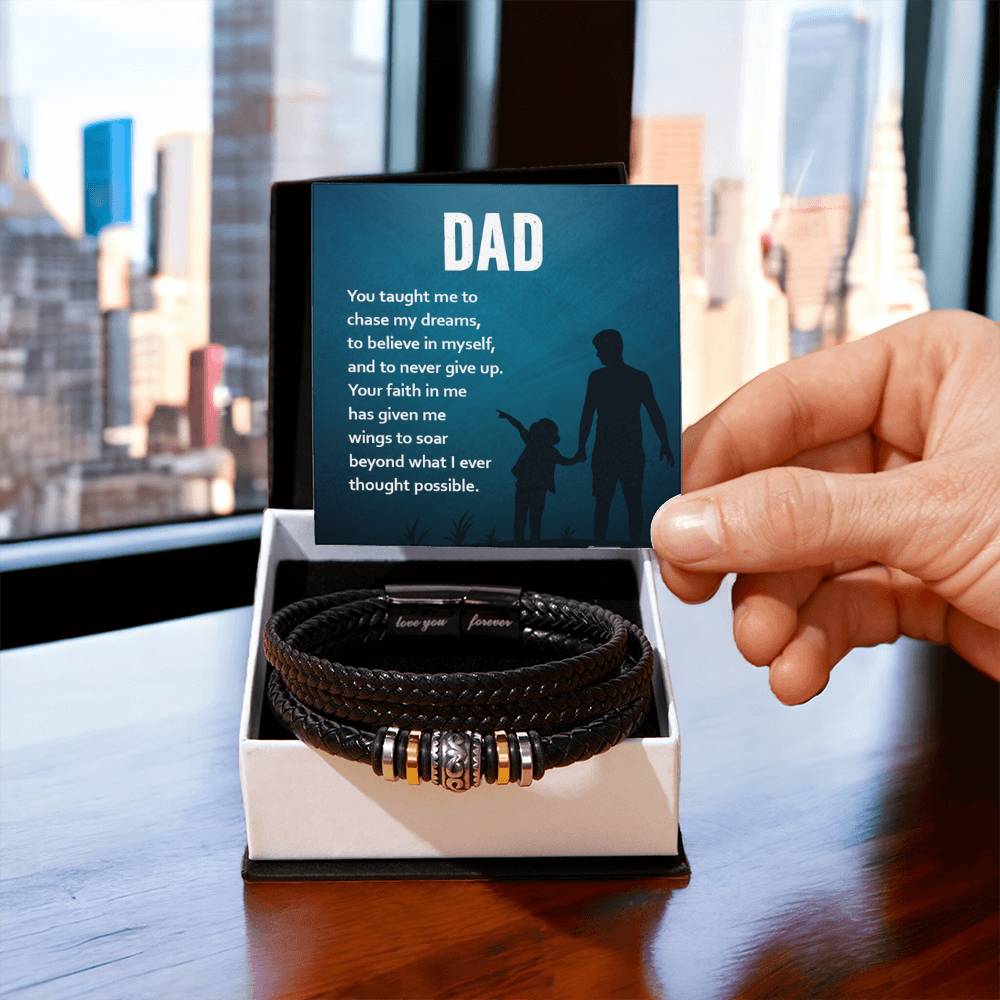 Gift for Dad - You taught Me To Chase My Dreams - Love You Forever Bracelet - Personalize Memories