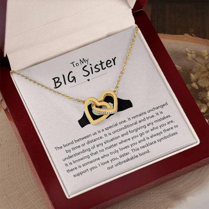 Big Sister Gift - Interlocking Hearts Necklace - Personalize Memories
