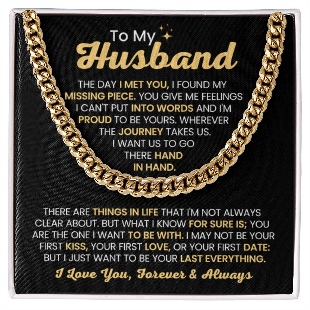 Cuban Link Chain for Husband - The Day I Met You - Birthday, Anniversary & Christmas Gift from Wife - Personalize Memories