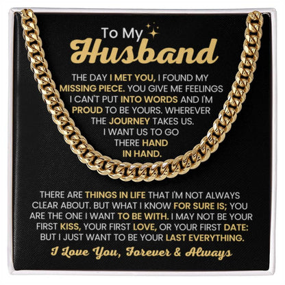 Cuban Link Chain for Husband - The Day I Met You - Birthday, Anniversary & Christmas Gift from Wife - Personalize Memories