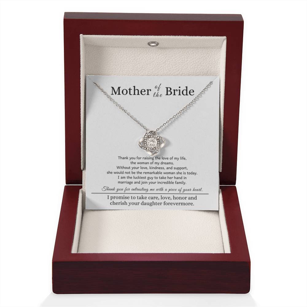 Mother of the Bride Gift from Son In Law - Thank you for raising the love of my life - Love Knot Necklace - Personalize Memories