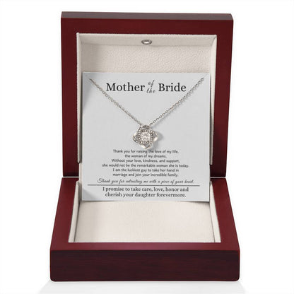 Mother of the Bride Gift from Son In Law - Thank you for raising the love of my life - Love Knot Necklace - Personalize Memories