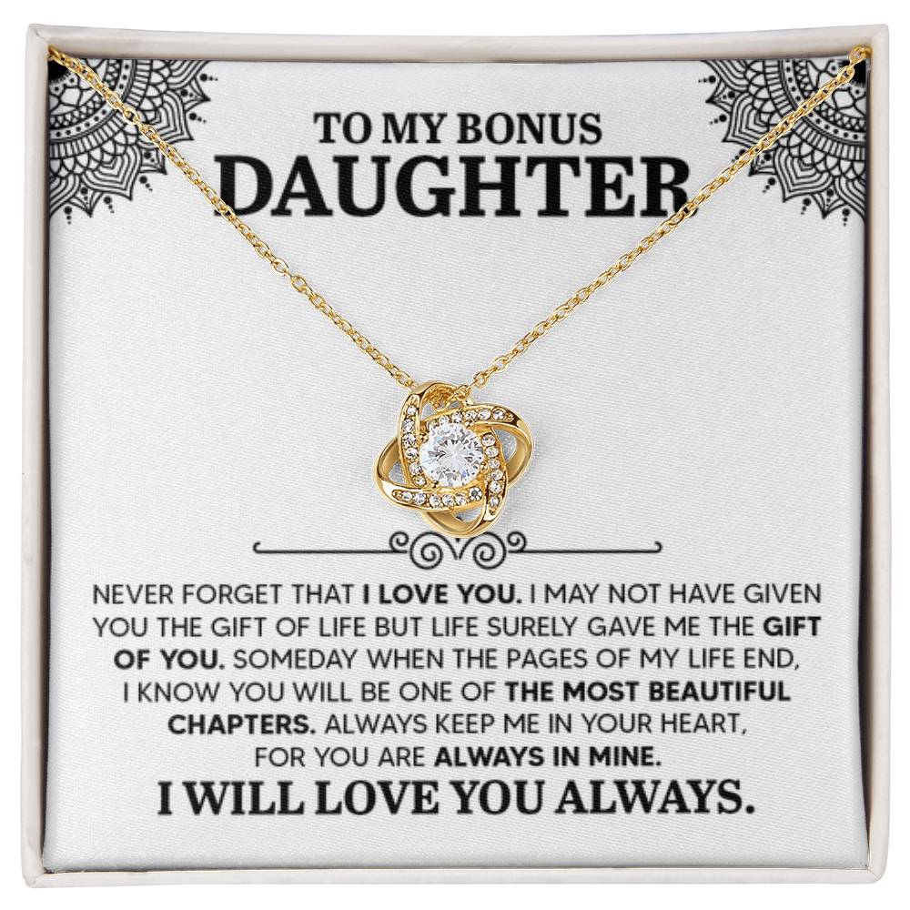 To My Bonus Daughter Necklace – Graduation Birthday Valentine’s Gift for Daughter – Love Knot Necklace - Personalize Memories