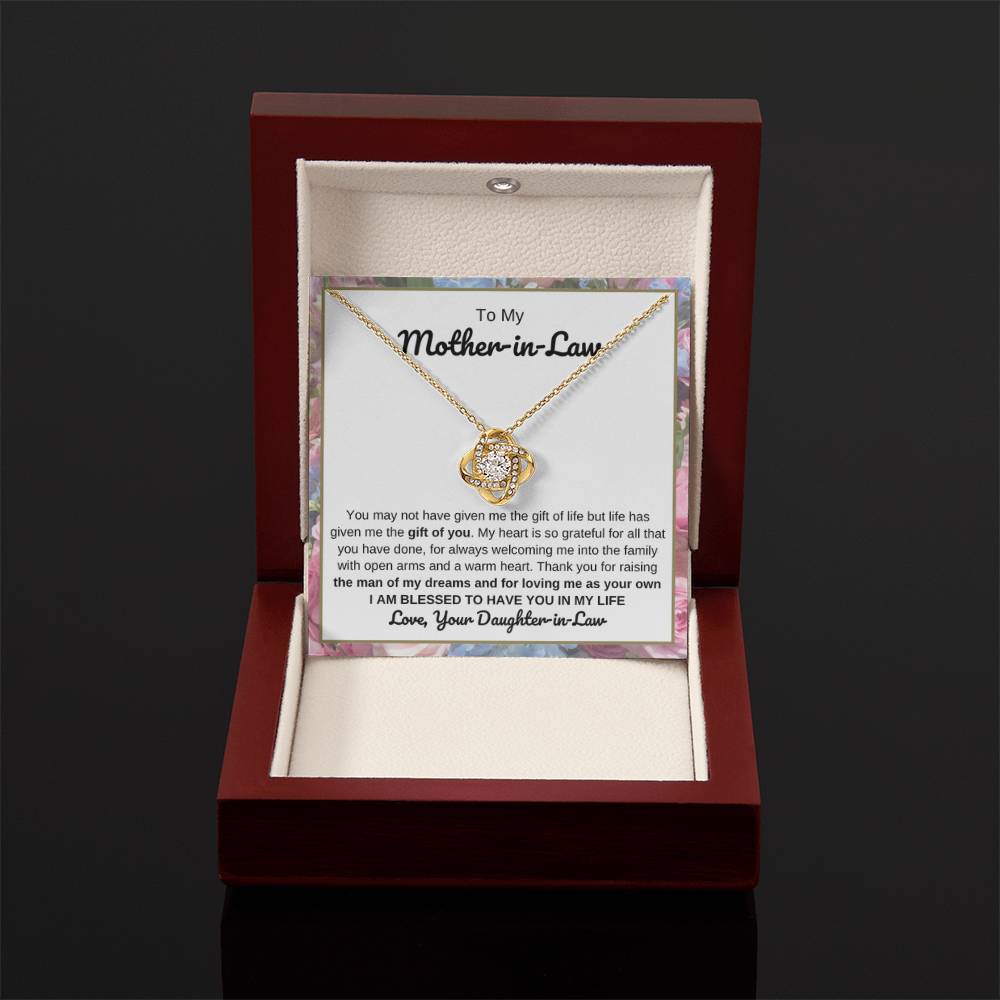 To My Mother In Law Gift from Daughter In Law - I am blessed to have you in my life - Love Knot Necklace - Personalize Memories