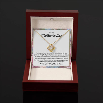 To My Mother In Law Gift from Daughter In Law - I am blessed to have you in my life - Love Knot Necklace - Personalize Memories