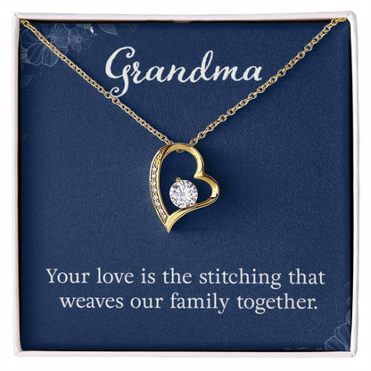 Grandma - Your love is the stitching - Gift for Grandmother Grandma - Forever Love Necklace - Personalize Memories