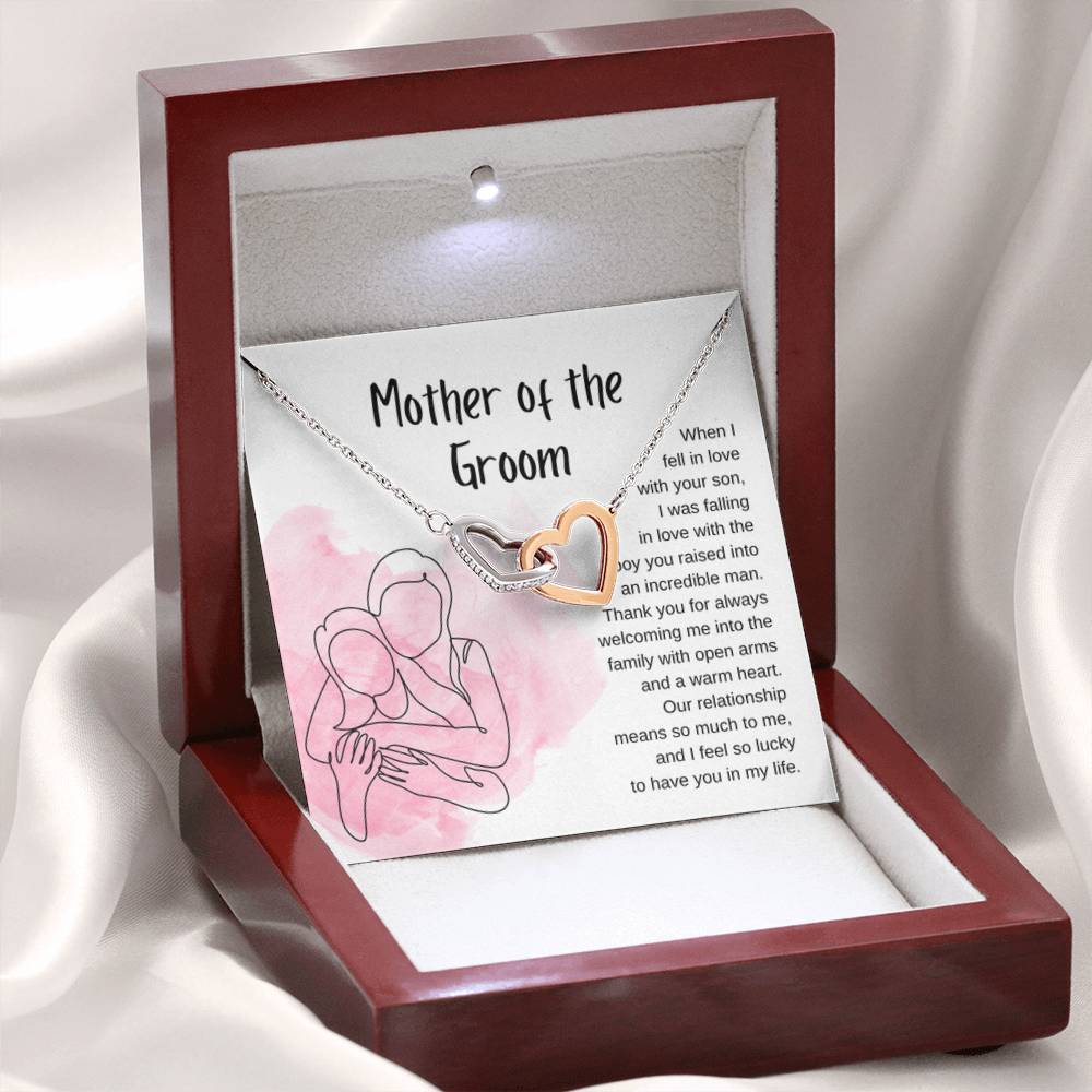 Mother of the Groom Present - Our relationship means so much to me - Interlocking Hearts Necklace - Personalize Memories