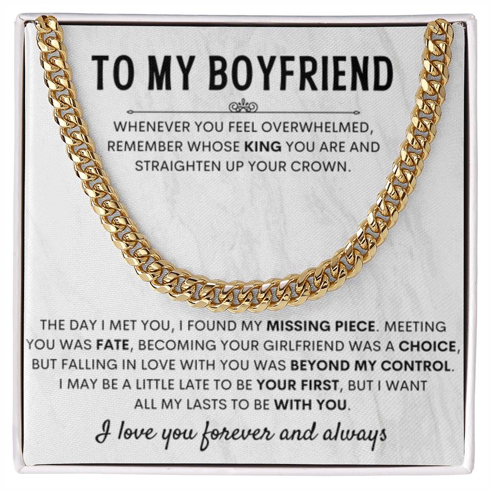 Girlfriend to Boyfriend Gift – Cuban Link Chain – Birthday & Anniversary Gift for Him - Personalize Memories