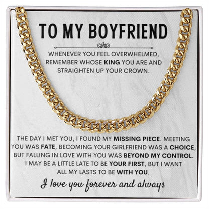 Girlfriend to Boyfriend Gift – Cuban Link Chain – Birthday & Anniversary Gift for Him - Personalize Memories