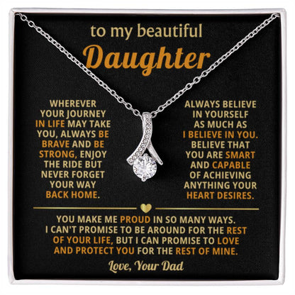 To My Daughter Necklace – Daughter Gift for Birthday Graduation Achievements – Alluring Beauty Necklace - Personalize Memories