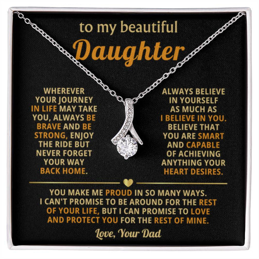 To My Daughter Necklace – Daughter Gift for Birthday Graduation Achievements – Alluring Beauty Necklace - Personalize Memories