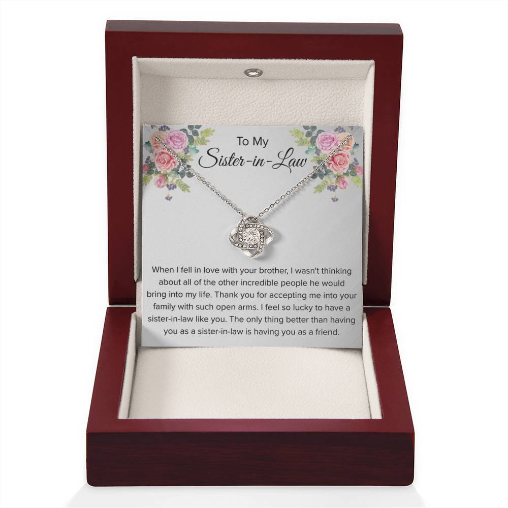 To My Sister In Law Necklace - Gift for Bonus Sister - Love Knot Necklace - Personalize Memories