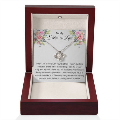 To My Sister In Law Necklace - Gift for Bonus Sister - Love Knot Necklace - Personalize Memories