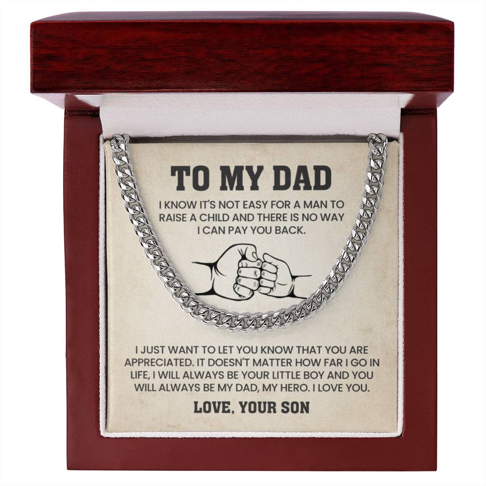 Gift for Dad from Son - Cuban Link Chain - Personalize Memories