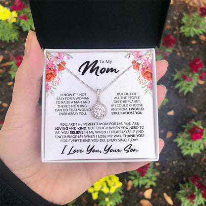 Gift for Mom from Son - You're The Perfect Mom For Me - Eternal Hope Necklace - Personalize Memories