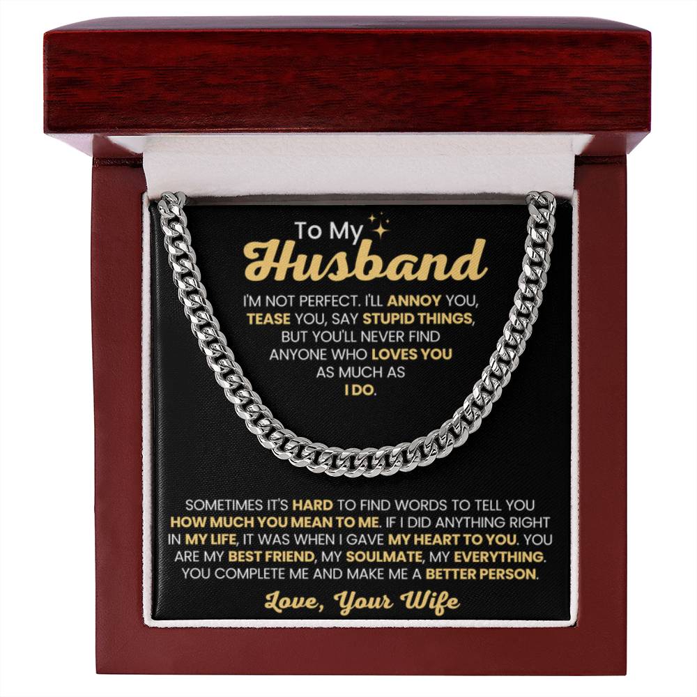 To My Amazing Husband - You're My Everything - Cuban Link Chain Gift from Wife to Husband - Personalize Memories