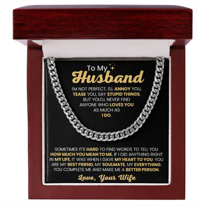 To My Amazing Husband - You're My Everything - Cuban Link Chain Gift from Wife to Husband - Personalize Memories
