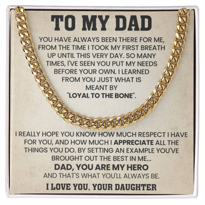Gift for Dad from Daughter - Dad, You Are My Hero - Cuban Link Chain - Personalize Memories