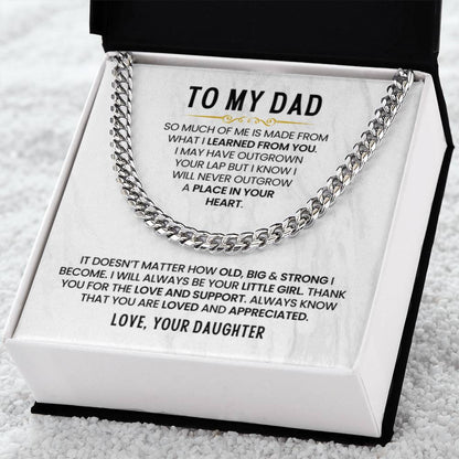 Dad Gift from Daughter - I Will Always Be Your Little Girl - Cuban Link Chain - Personalize Memories