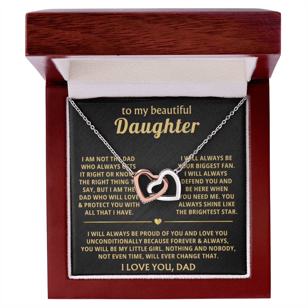 To My Daughter Necklace - Best Gift for Daughter from Dad - Interlocking Hearts Necklace - Personalize Memories