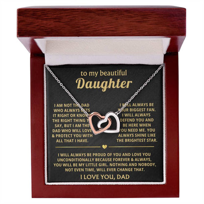 To My Daughter Necklace - Best Gift for Daughter from Dad - Interlocking Hearts Necklace - Personalize Memories