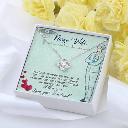 To my nurse wife Gift From Husband - Love Knot Necklace - Personalize Memories