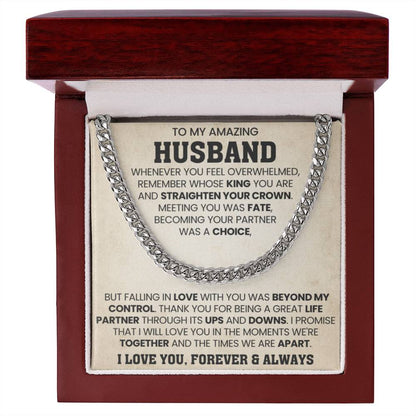 Cuban Link Chain for Him - Husband Birthday & Anniversary Gift from Wife - Personalize Memories
