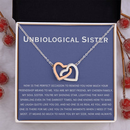 Unbiological Sister Necklace - Gift for Bonus Sister - Interlocking Hearts Necklace - Personalize Memories