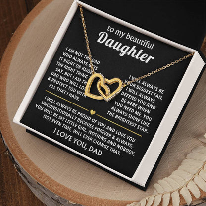 To My Daughter - I will always be proud of you - Alluring Beauty Necklace Gift from Dad - Interlocking Hearts Necklace - Personalize Memories