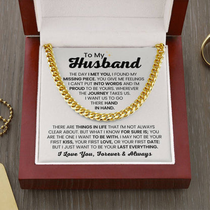 To My Husband - The Day I Met You - Cuban Link Chain - Anniversary & Birthday Gift from Wife - Personalize Memories