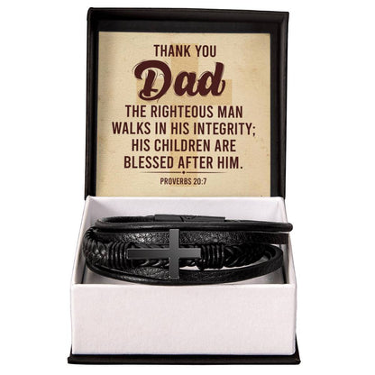 Thank You Gift for Dad - Men's Cross Bracelet - Personalize Memories