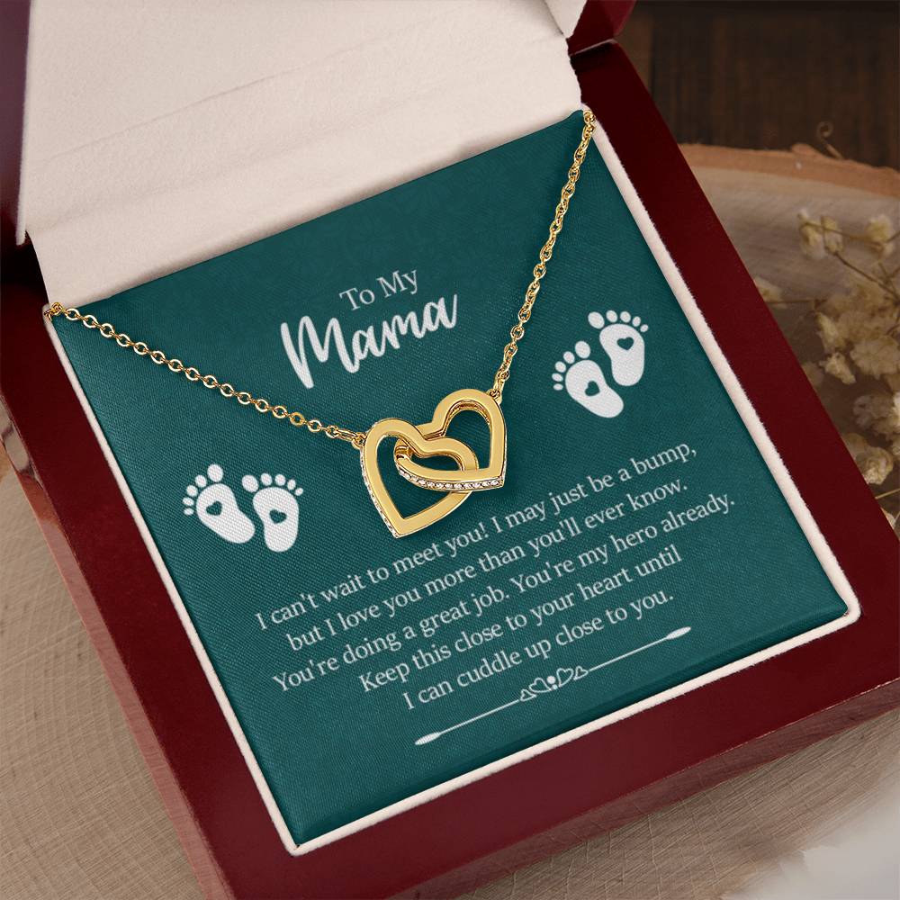 To My Mama - I can't wait to meet you - Interlocking Hearts Necklace - Gift for New Mom - Personalize Memories