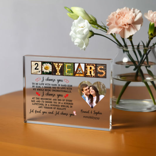 Personalized Acrylic Block, Happy 20th Anniversary Gift For Husband And Wife, Custom Photo Gift For Couples, I Choose You Personalize Memories