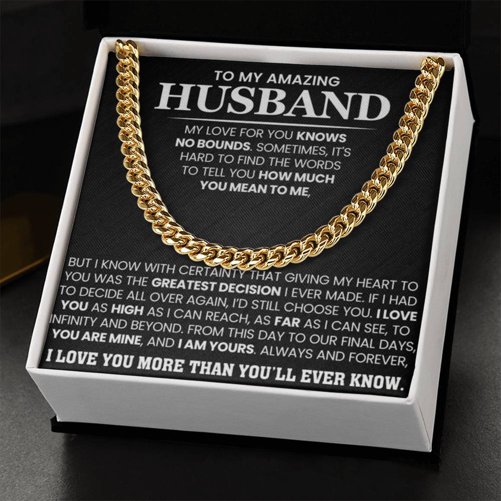 Romantic Husband Gift from Wife – Cuban Link Chain - Personalize Memories