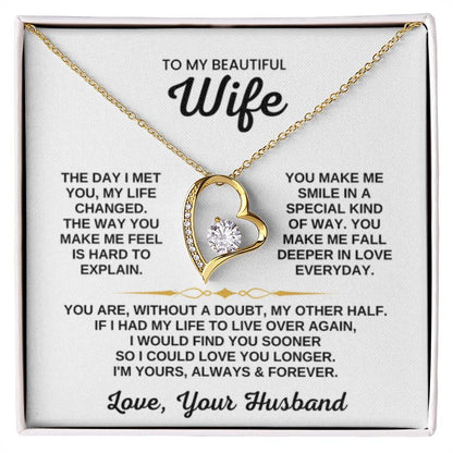 To My Beautiful Wife Necklace - Romantic Birthday Jewelry Gift from Husband for Valentine’s Day & Long Lasting Memories - Forever Love Necklace - Personalize Memories