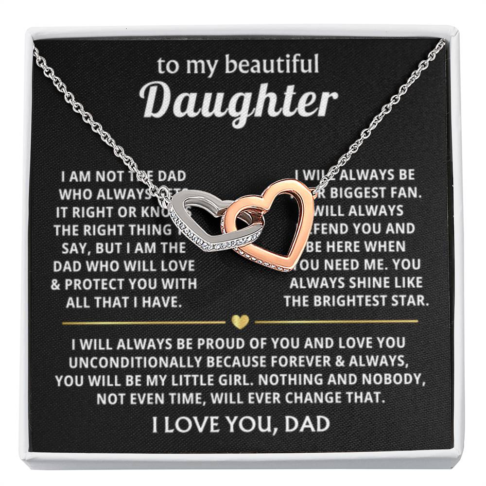 To My Daughter - I will always be proud of you - Alluring Beauty Necklace Gift from Dad - Interlocking Hearts Necklace - Personalize Memories