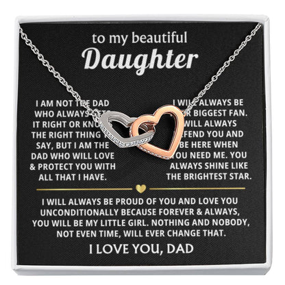 To My Daughter - I will always be proud of you - Alluring Beauty Necklace Gift from Dad - Interlocking Hearts Necklace - Personalize Memories