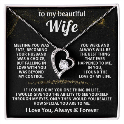 To My Wife Necklace - Best Surprise Gift for Wife from Husband for Anniversary, Christmas & Valentine’s Day - Forever Love Necklace - Personalize Memories