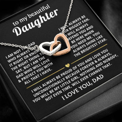 To My Daughter - I will always be proud of you - Alluring Beauty Necklace Gift from Dad - Interlocking Hearts Necklace - Personalize Memories